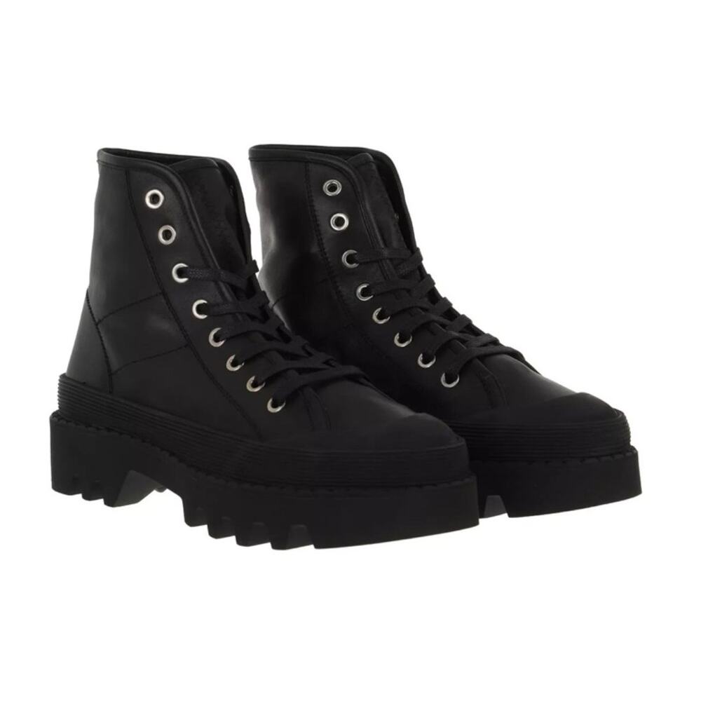 new Proenza Schouler The City Black Leather Combat Boots EU 38 Lug Sole